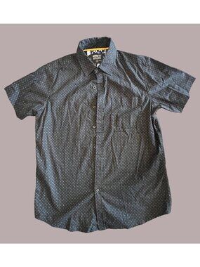 Monument Mens Black Short-Sleeve Button-Down Shirt Floral Pattern 100% Cotton Si